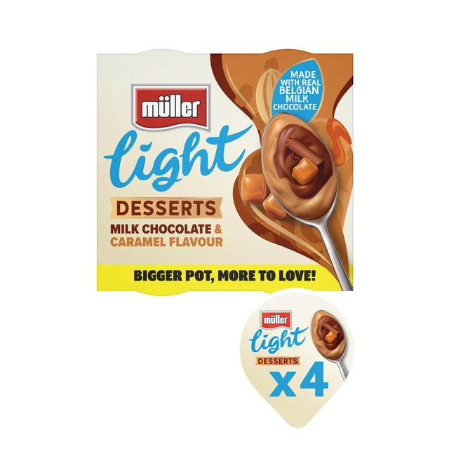 Müller Light Desserts Milk Chocolate & Caramel Flavour 4 x 90g - gallery image 1
