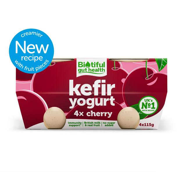 Biotiful Gut Health Kefir Yogurt Cherry 4 x 115g - gallery image 1