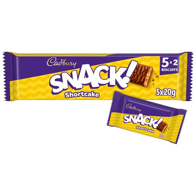 Cadbury 5 x 20g Snack Chocolate Covered Shortcake Multipack Biscuits - gallery image 1