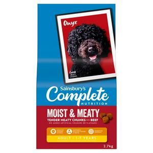 Sainsbury's 2.7kg Complete Nutrition Moist & Meaty Tender Meaty Chunks with Beef Adult 1-7 Years Dog Food