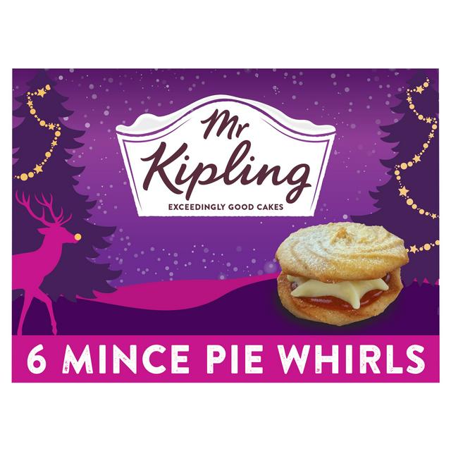 Mr Kipling Christmas Mince Pies Whirls Cakes Pack x6 - gallery image 1