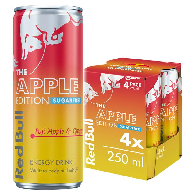 Red Bull Energy Drink Sugar Free Fuji Apple & Ginger, Winter Edition 4 x 250ml
