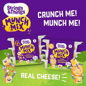 Strings & Things Munch Mix Cheddar Cheese & Crunchy Pretzels 90g - gallery image 2
