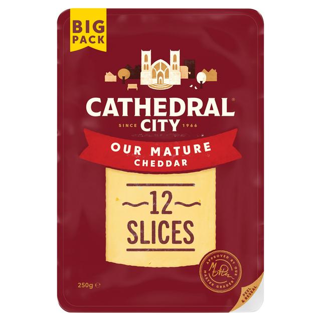 Cathedral City Slices Mature Cheddar Cheese x12 250g - gallery image 1