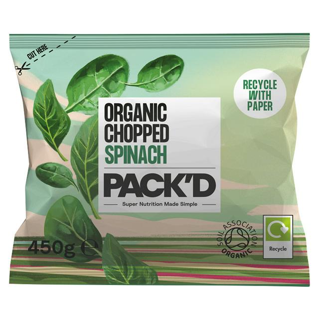 Pack'd Organic Chopped Spinach 450g
