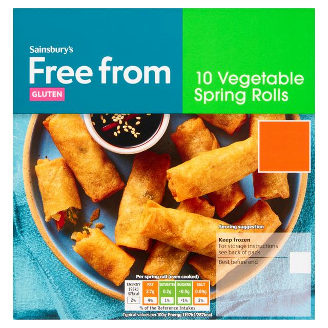 Sainsbury's Free From 10 x Vegetable Spring Rolls 180g - gallery image 1