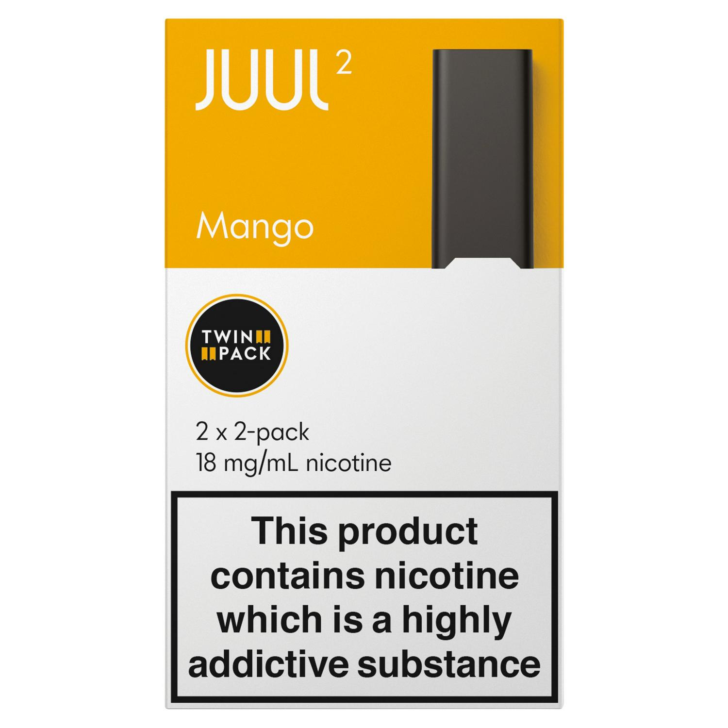 how much is a two pack of juul pods JUUL2 Mango Twin x4 18mg/ml battery type:Internal (Built In) GeekVape J SERIES Replacement Flavour:Grapefruit Ice