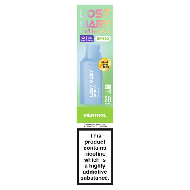 Lost Mary BM600 2 Menthol Prefilled Pod 20mg/ml