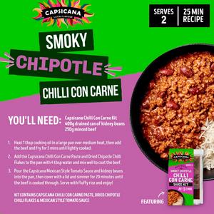 Capsicana Latin Flavour Maxican Style Smoky Chipotle Chilli Con Carne Sauce Kit 273g - gallery image 2