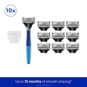 Harry's 10 x Blade Refills Indigo Blue 5 Blade Men's Razor Value Pack - gallery image 2