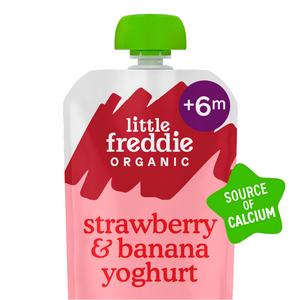 Little Freddie Organic Strawberry & Banana Yoghurt Stage 1 6+ Months Smooth 100g - gallery image 2