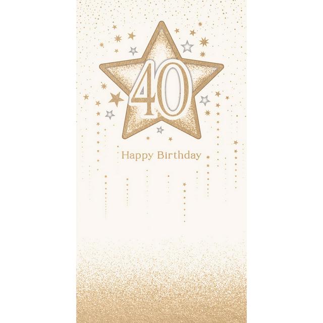 Carlton Happy 40th Birthday Gold Stars Cream Background Carlton Greeting Card - gallery image 1