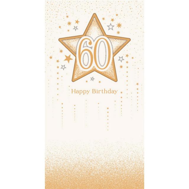 Carlton Happy 60th Birthday Gold Stars Cream Background Carlton Greeting Card - gallery image 1