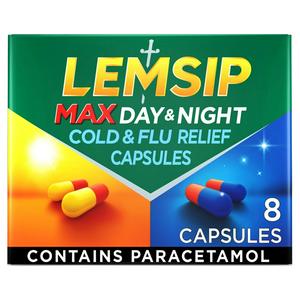 Lemsip Max Day & Night Capsules Paracetamol Cold and Flu 8 Pack