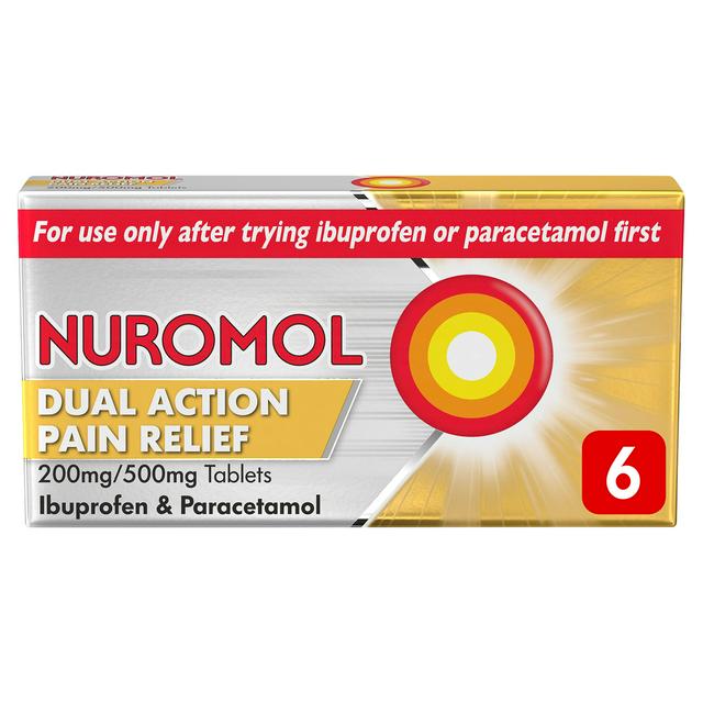 Nuromol Dual Action Pain Relief Tablets 200mg/500mg x6 - gallery image 1