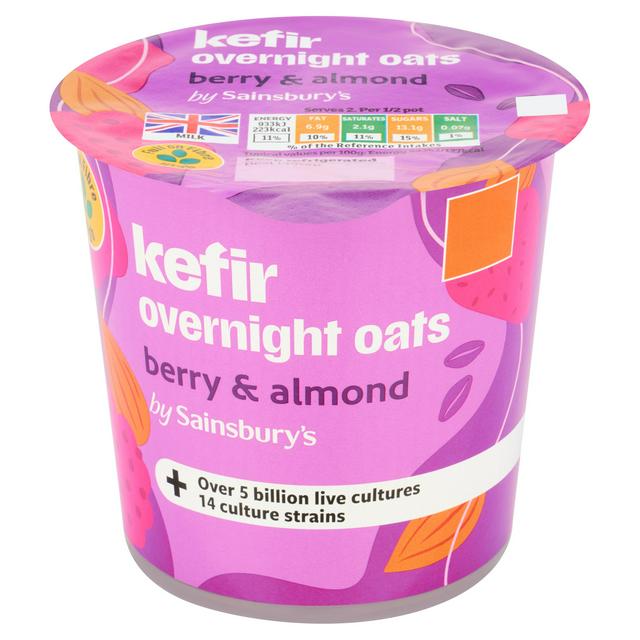 Sainsbury's 350g Berry & Almond Kefir Overnight Oats - gallery image 1
