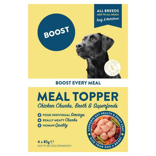 Boost 4 x 85g Chicken Chunks & Broth Superfoods Meal Topper Dog Food - gallery image 1