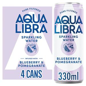 Aqua Libra Sparkling Water Infused with Blueberry & Pomegranate 4 x 330ml