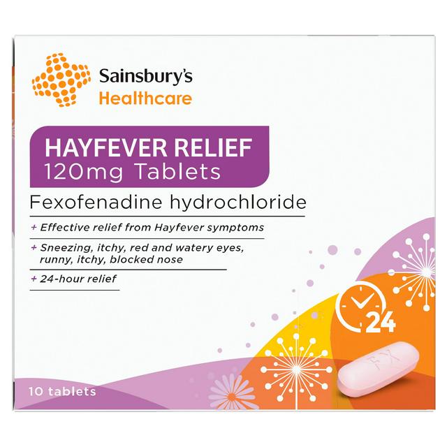 Sainsbury's 10 x 120mg Hayfever Relief Tablets - gallery image 1