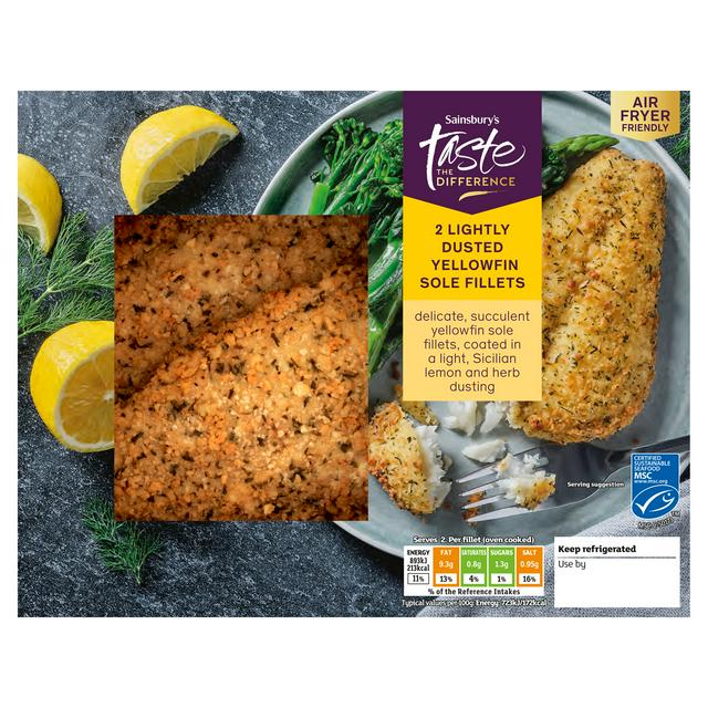Sainsbury's 2 Lightly Dusted Yellowfin Sole Fillets, Taste the Difference 265g - gallery image 1