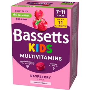 Bassetts 60 x Raspberry Flavour 7 to 11 Years Kids Multivitamin Gummies - gallery image 3