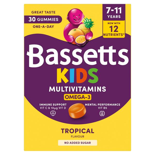 Bassetts 30 x Omega 3 Tropical Flavour 7 to 11 Years Kids Multivitamin Gummies - gallery image 1