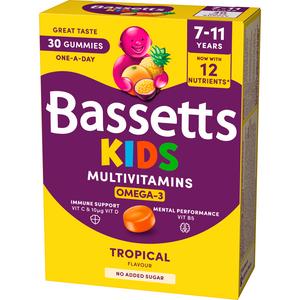 Bassetts 30 x Omega 3 Tropical Flavour 7 to 11 Years Kids Multivitamin Gummies - gallery image 3