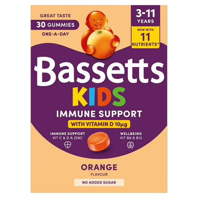 Bassetts 30 x Orange Flavour 3 to 11 Years Immune Support One a Day Kids Gummies