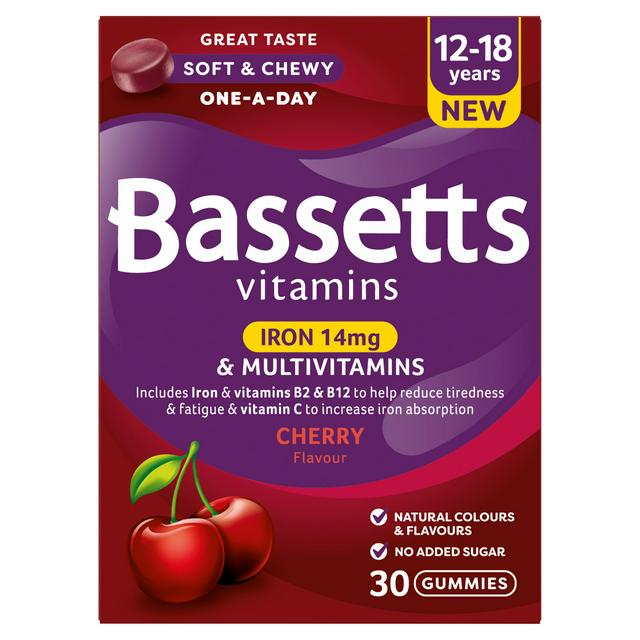 Bassetts Vitamins 30 x Iron 14mg & Cherry Flavour Multivitamins Gummies - gallery image 1