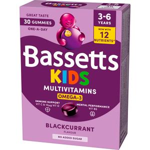 Bassetts 30 x Omega 3 Blackcurrant Flavour 3 to 6 Years Kids Multivitamin Gummies - gallery image 4