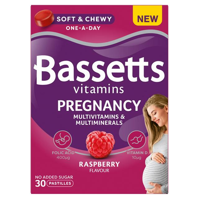 Bassetts Vitamins 30 x Multivitamins & Multiminerals Raspberry Flavour Pregnancy Pastilles - gallery image 1