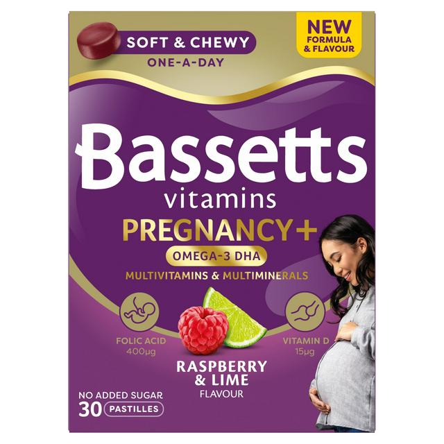 Bassett's 30 x One a Day Raspberry & Lime Flavour Vitamins Pregnancy + Pastilles - gallery image 1