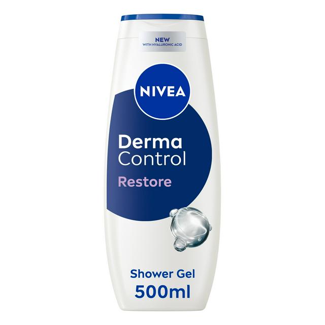 Sainsburys Nivea 500ml Derma Control Restore Hyaluronic Acid & Vitamin E Sensitive Skin Shower Gel
