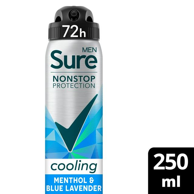 Sure Men 250ml Nonstop Protection Menthol & Blue Lavender Antiperspirant Aerosol Deodorant Spray - gallery image 1