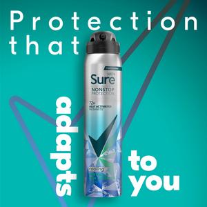 Sure Men 250ml Nonstop Protection Menthol & Blue Lavender Antiperspirant Aerosol Deodorant Spray - gallery image 2