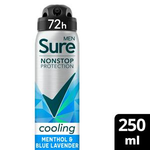 Sure Men Nonstop Protection Menthol & Blue Lavender scent 72h  Antiperspirant Deodorant 250ml