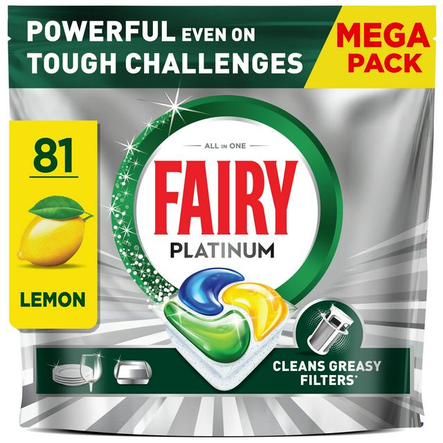 Fairy 81 Platinum Lemon Dishwasher Tablets - gallery image 1
