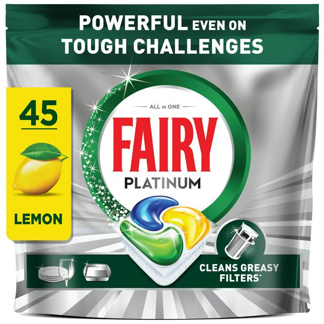 Fairy 45 Platinum Lemon Dishwasher Tablets - gallery image 1
