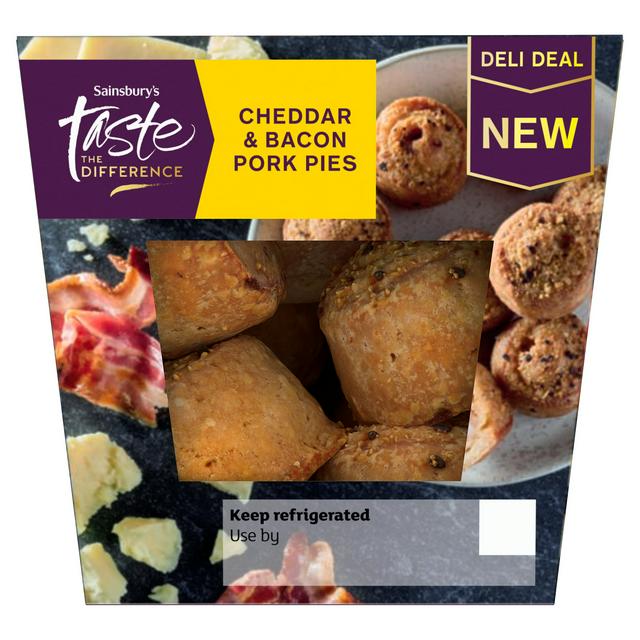 Taste the Difference Sainsbury's 200g Cheddar & Bacon Pork Pies, Taste the Difference