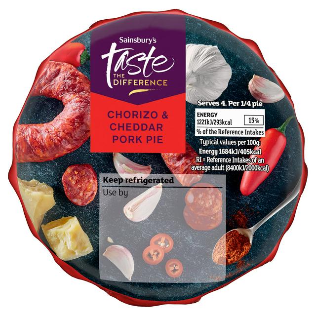 Taste the Difference Sainsbury's 290g Chorizo & Cheddar Pork Pie, Taste the Difference