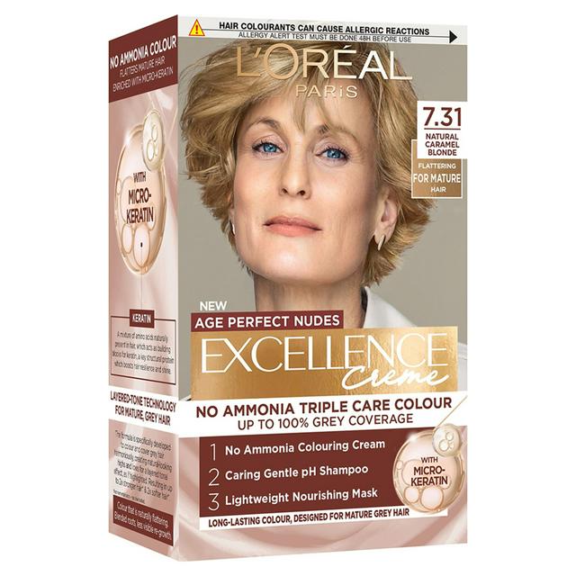 L'Oréal Paris Excellence Age Perfect Nudes 7.31 Natural Caramel Blonde Permanent Hair Dye - gallery image 1