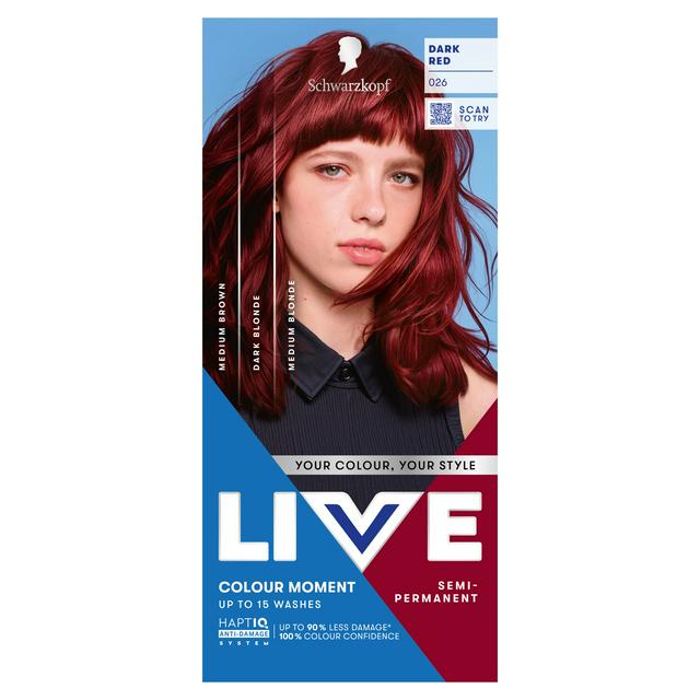 Schwarzkopf 026 Dark Red Live Colour Moment Semi Permanent Hair Dye - gallery image 1
