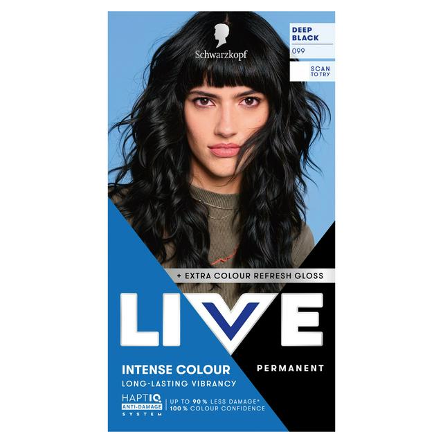Schwarzkopf 099 Deep Black Live Intense Colour Permanent Hair Dye - gallery image 1