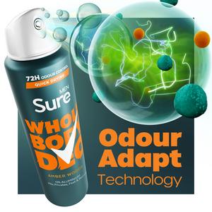 Sure Men 150ml Amber Woods Whole Body Deodorant Spray - gallery image 3