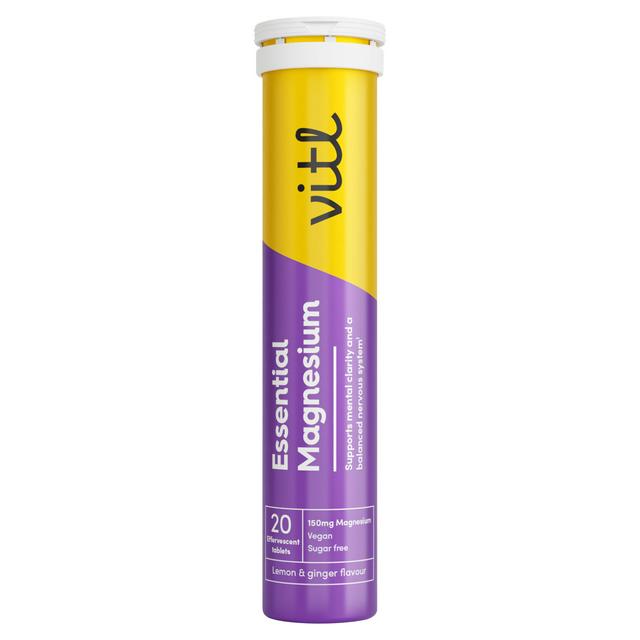 Vitl 20 x 4.3g Lemon & Ginger Flavour Essential Magnesium Effervescent Tablets