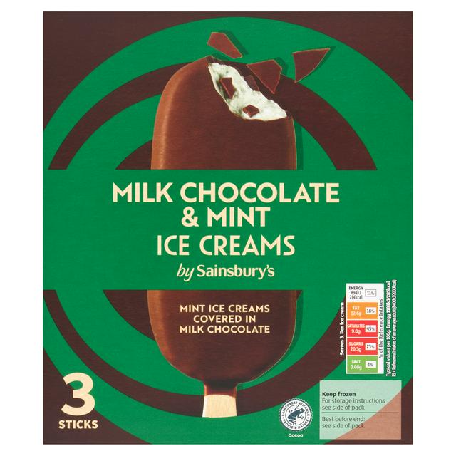 Sainsbury's 3 x Milk Chocolate & Mint Ice Creams 330ml - gallery image 1