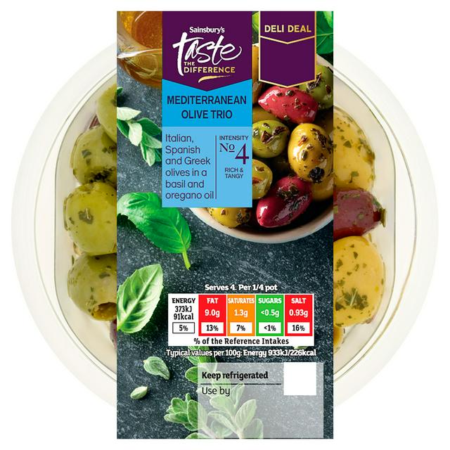 Taste the Difference Sainsbury's 160g Mediterranean Olive Trio, Taste the Difference