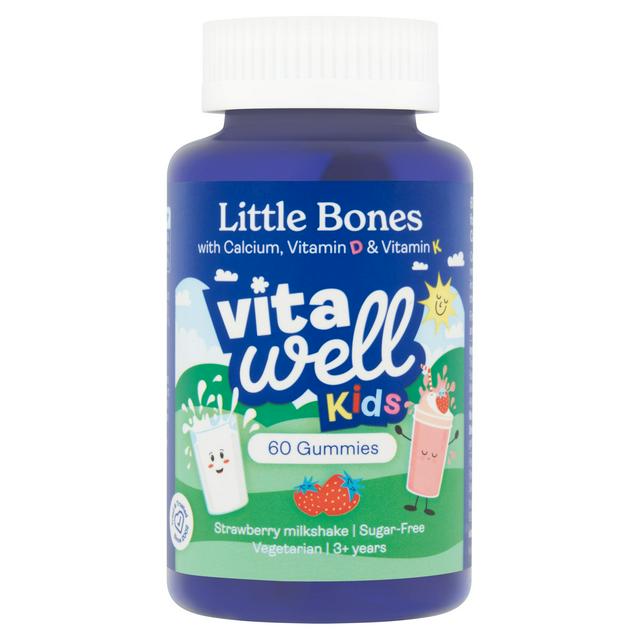 Vitawell 60 x Strawberry Milkshake 3 + Years Kids Little Bones Gummies