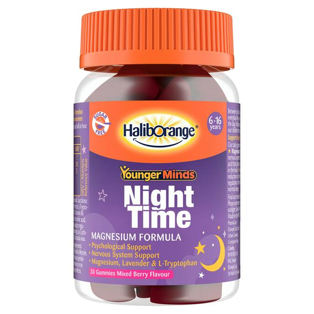 Haliborange 30 x Mixed Berry Flavour 6 to 16 Years Younger Minds Night Time Gummies - gallery image 1