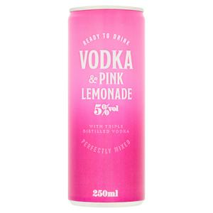 Sainsbury's 250ml Vodka & Pink Lemonade Can